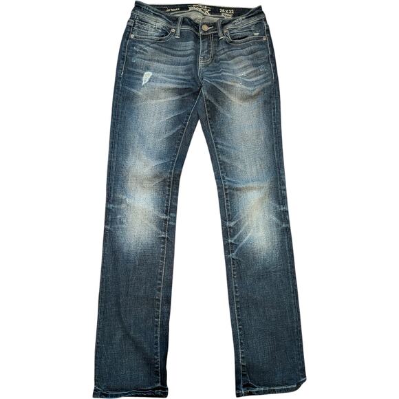 BUCKLE BLACK Dark Wash Modena Boot Cut Denim Blue Jeans Women's 25/32 Distressed - Picture 4 of 4